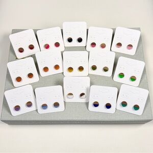 Color Block Wood Ellipse Stud Earrings